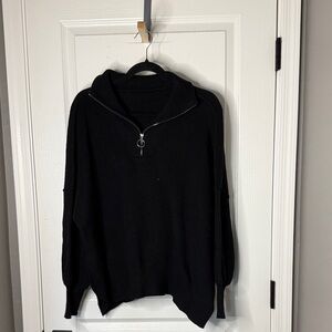 Elegant Black Women's Zip Up Neck Sweater